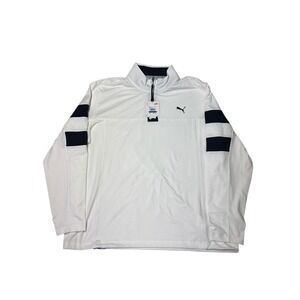 NWT Puma Torreyana 1/4 Zip Golf Pullover Shirt Bright White Navy Blazer XL TG